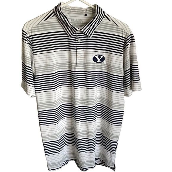 Columbia Other - Columbia golf polo shirt SZ M white black Brigham Young University logo